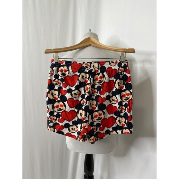 Womens Medium Disney Sleep Shorts Micky Mouse Red White and Black Love Hearts - Picture 3 of 5